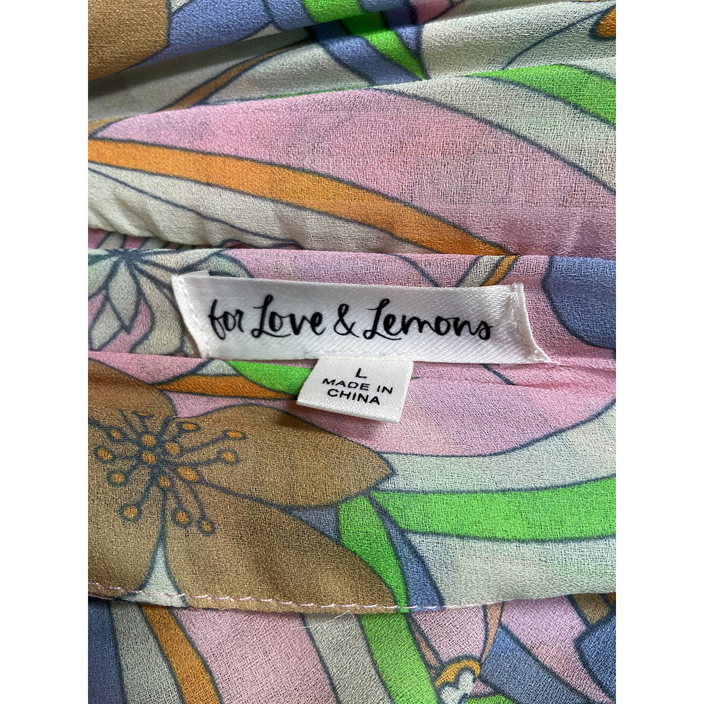 For Love & Lemons 'Guinevere' Green Polyester Crop Top Size L