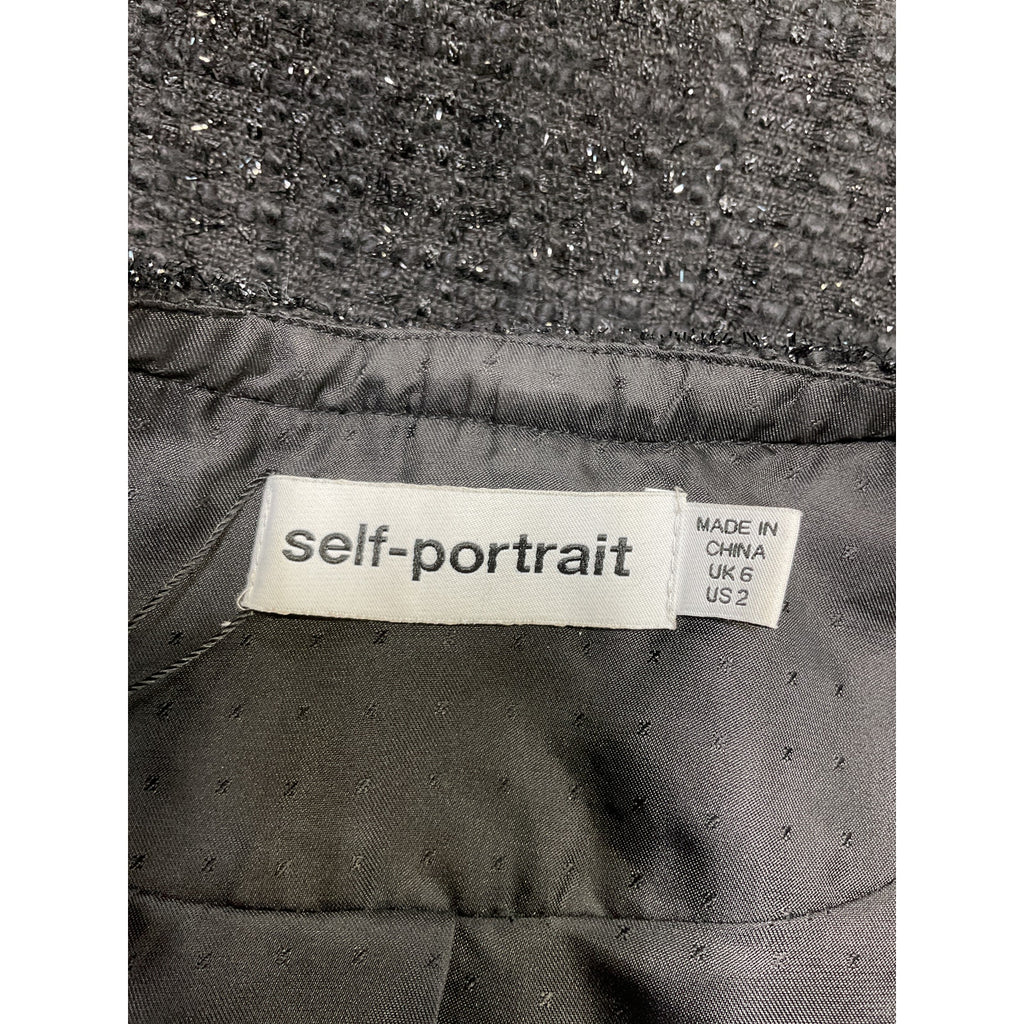 Self-Portrait 'Boucle' Black Polyester Mini Dress Size 2