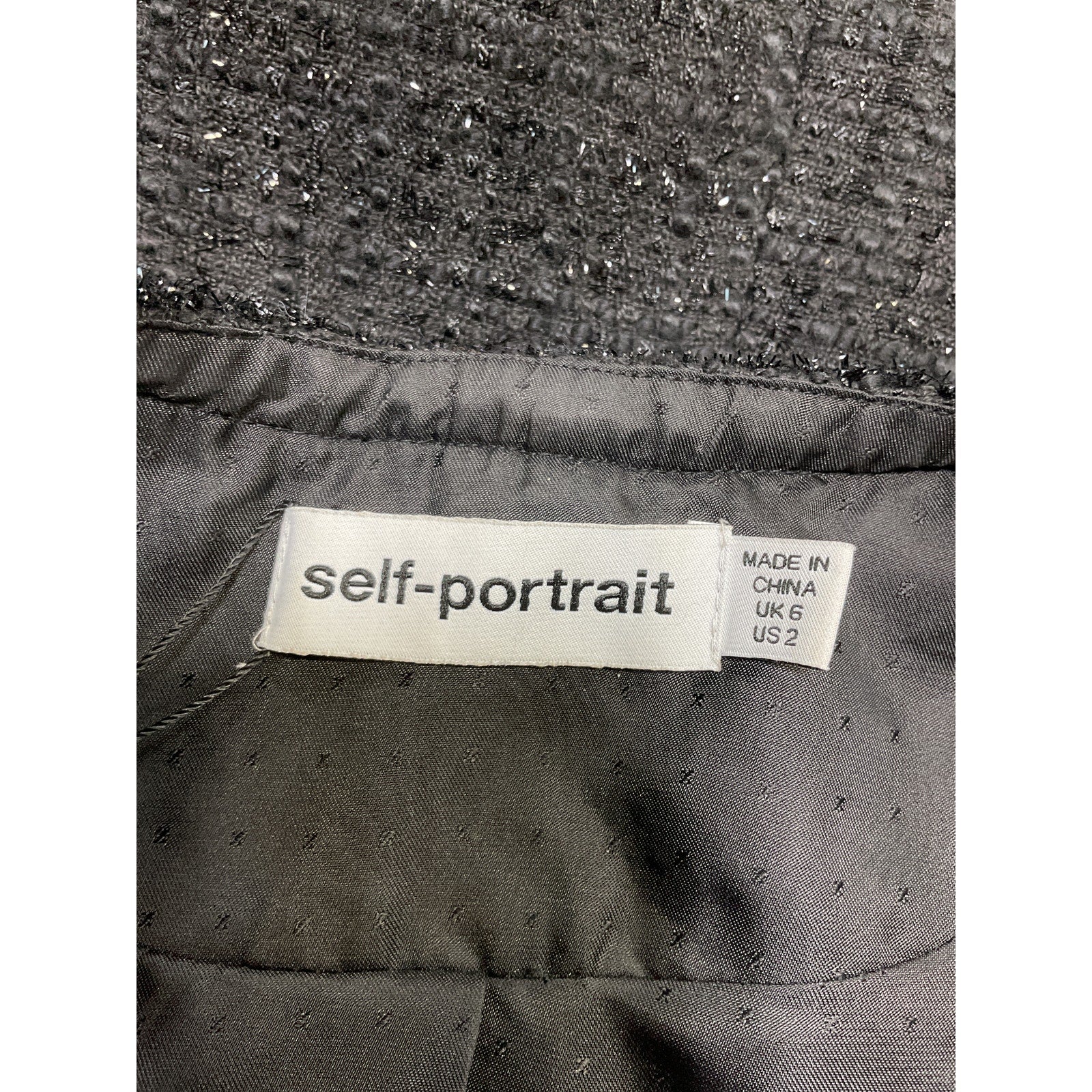 Self-Portrait 'Boucle' Black Polyester Mini Dress Size 2
