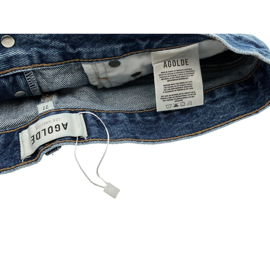 Agolde Parker 'Angled' Blue Cotton Hem Skirt Size 27