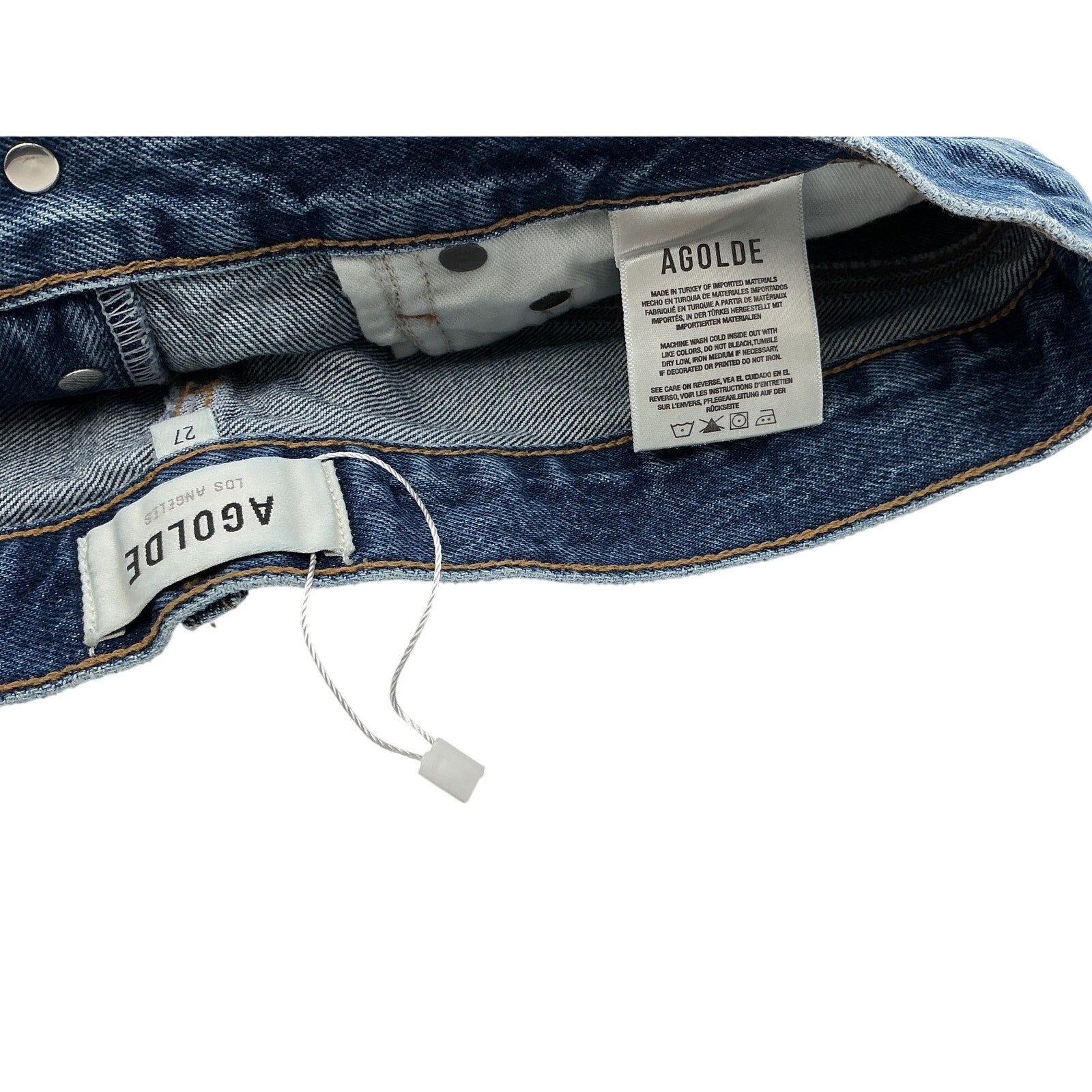 Agolde Parker 'Angled' Blue Cotton Hem Skirt Size 27