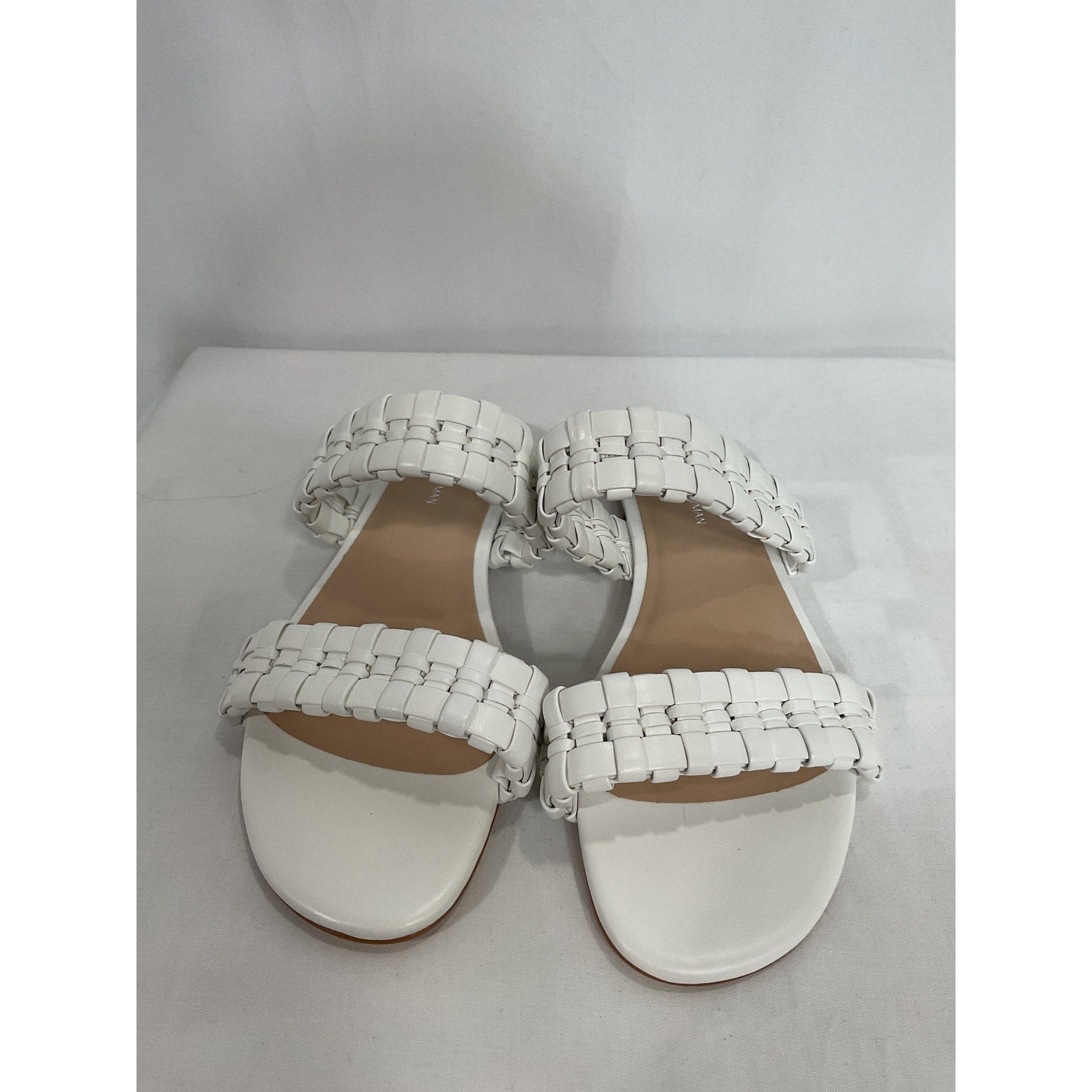 Stuart Weitzman 'Venice' White Round Toe Slide Sandal Size 8