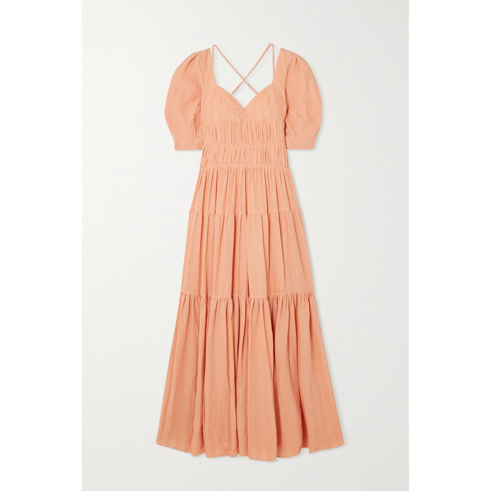 Simkhai Wilder 'Tiered' Pink Cotton-Blend Gauze Maxi Dress Size 2