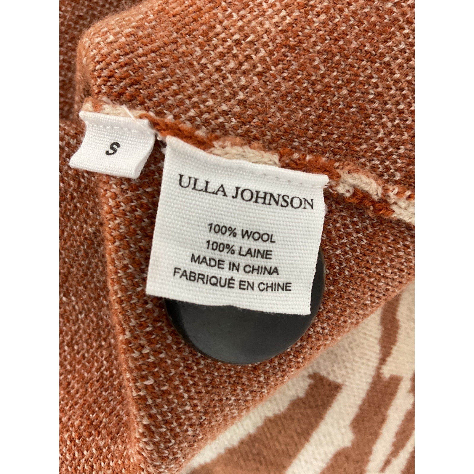 Ulla Johnson 'Rhea' Brown Tiger's Eye Jacquard Cardigan Size S