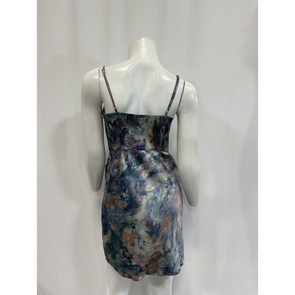 Michael Costello x Revolve 'Banks' Blue Satin Mini Dress Size S