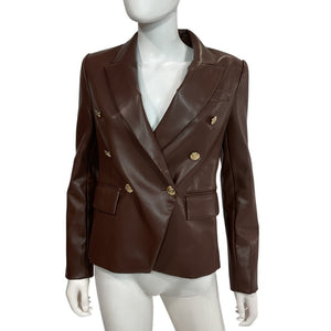 Bcbgmaxazria Sleek Chocolate Double Breasted Blazer Size 4 NWT