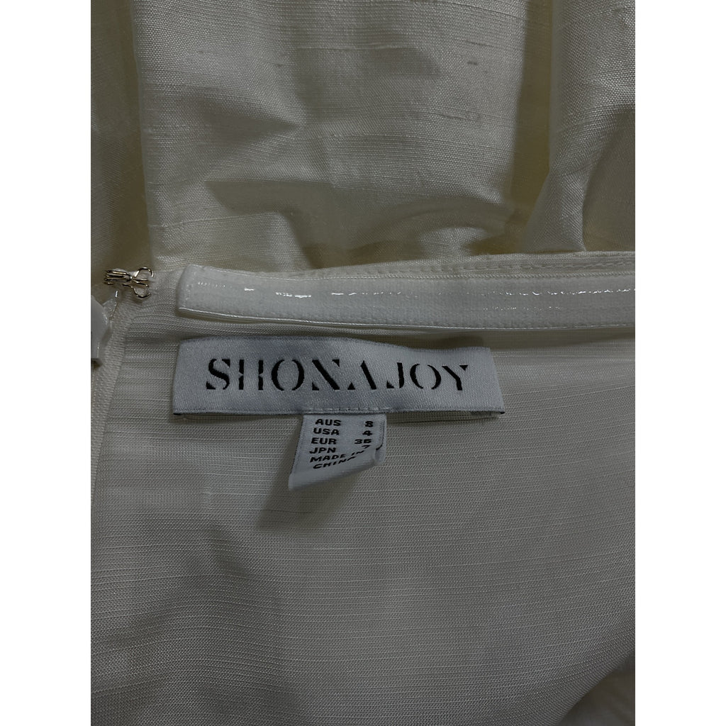 Shona Joy 'La Lune' White Lucero Silk Draped Corset Tiered Strapless Mini Dress Size 4