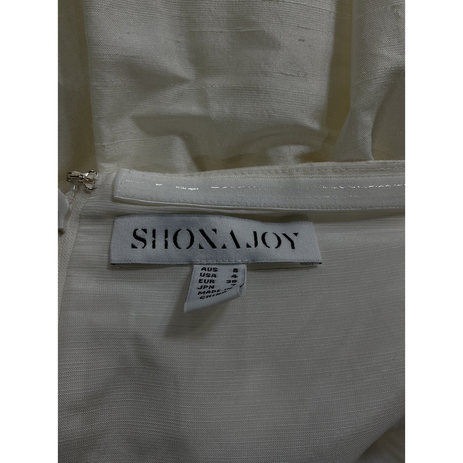 Shona Joy 'La Lune' White Lucero Silk Draped Corset Tiered Strapless Mini Dress Size 4
