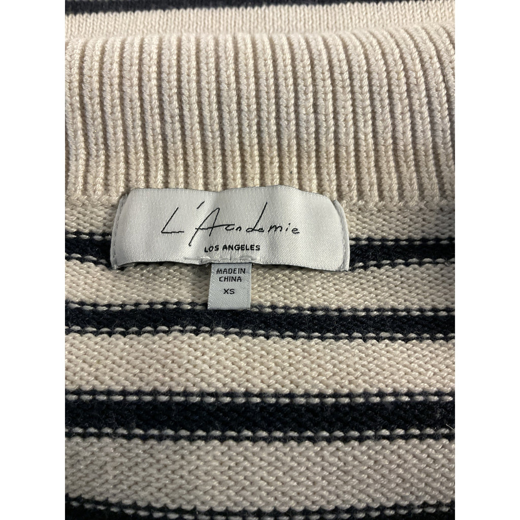 L'Academie 'Laila' White Striped Half Zip Sweater Size XS