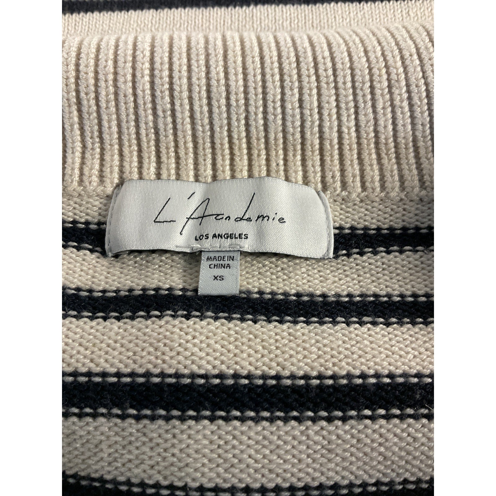 L'Academie 'Laila' White Striped Half Zip Sweater Size XS
