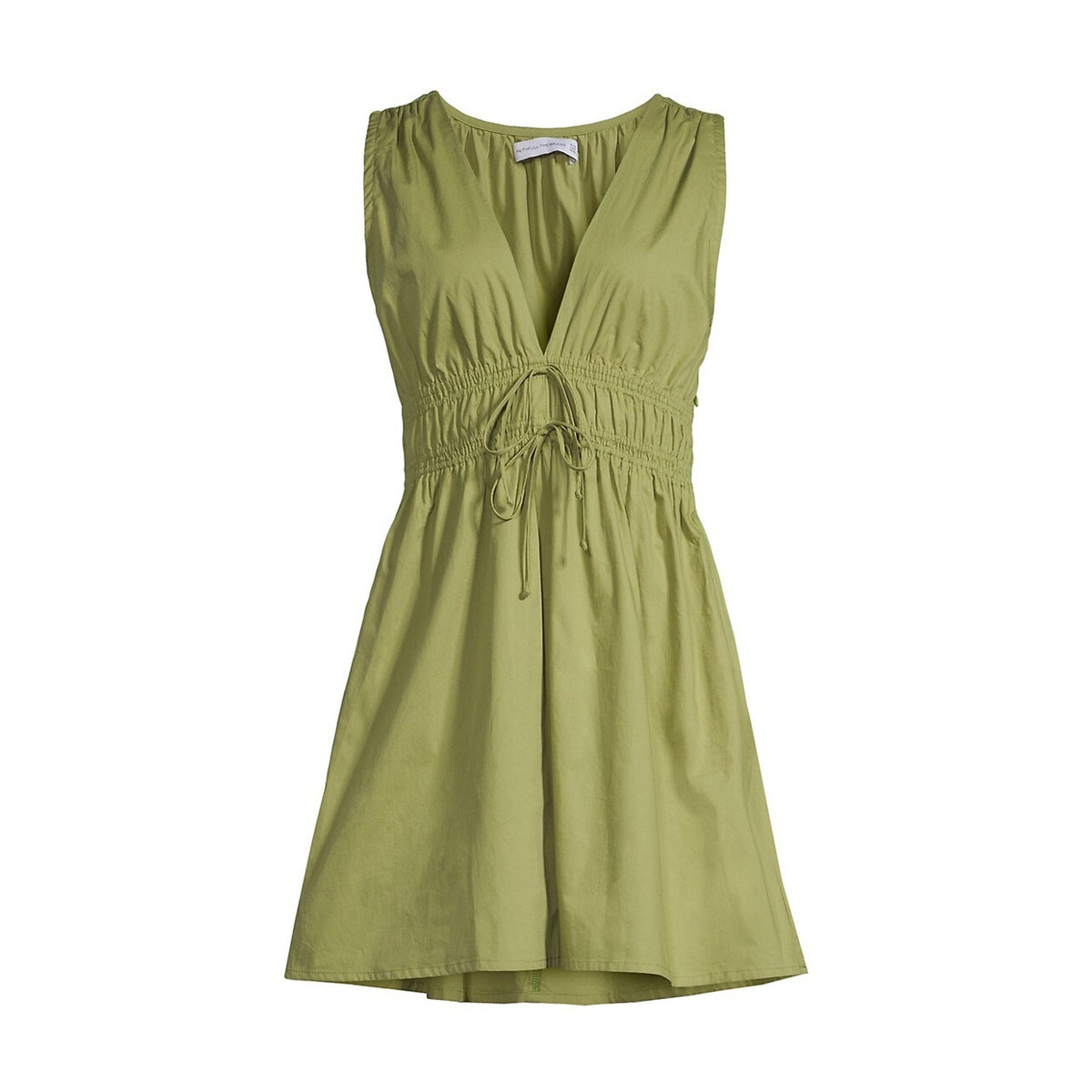 Faithfull The Brand Green Cotton San Michele Mini Dress Size L