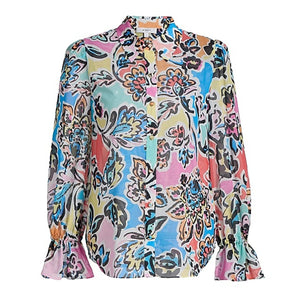 Milly Sheer Multicolor Lacey Rainbow Oasis Blouse Size M
