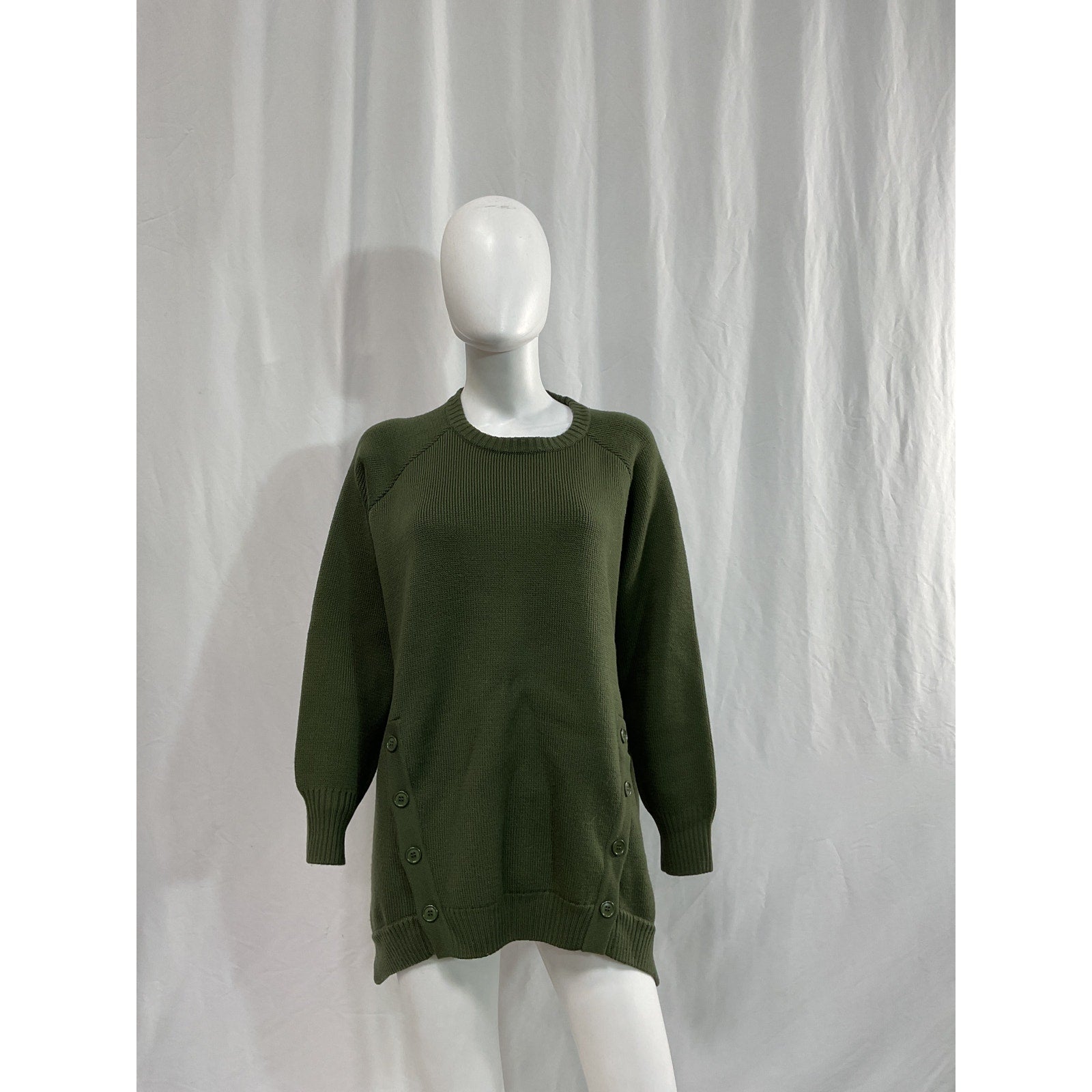 Simone Rocha 'Button-Detailed' Green Wool Sweater Size S
