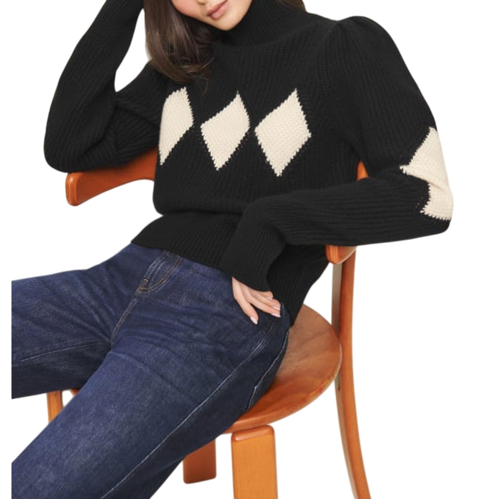 Reformation 'Diamond' Black Cashmere Turtleneck Size S