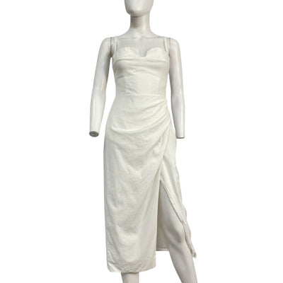 Reformation Ruched Cream Alfred Dress Size 4