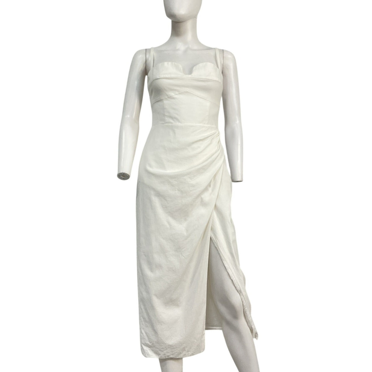 Reformation Ruched Cream Alfred Dress Size 4