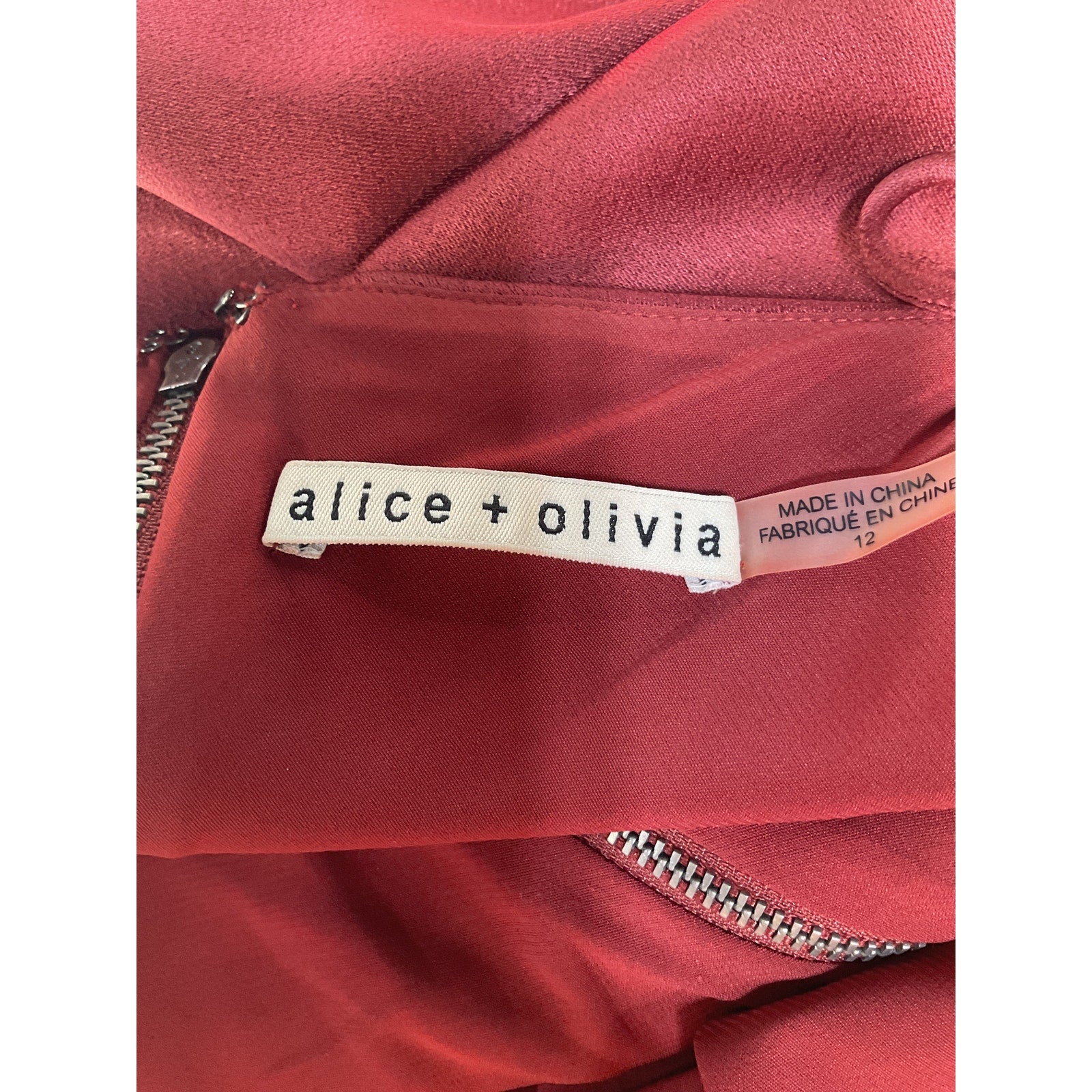 Alice + Olivia 'Harmony' Red Draped Slip Mini Dress Size 12