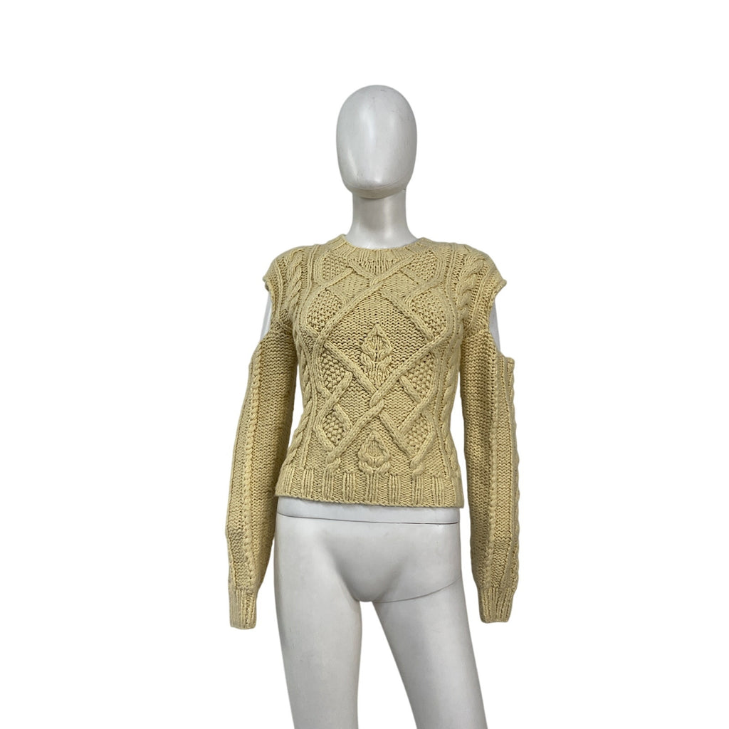 For Love & Lemons 'Andie' Cream Cotton Cut-Out Sweater Size S