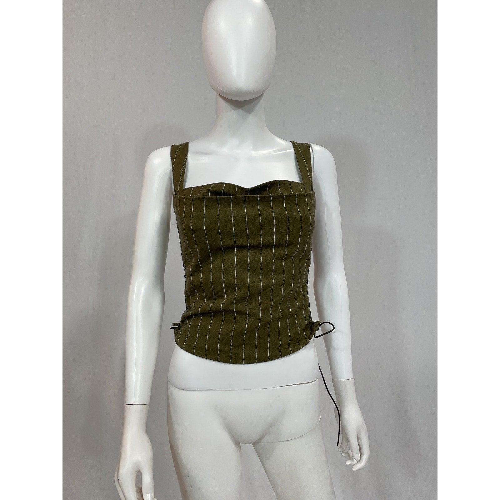 Miaou 'Vallois' Green Cowl Neck Wool Blend Corset Blouse Size XS