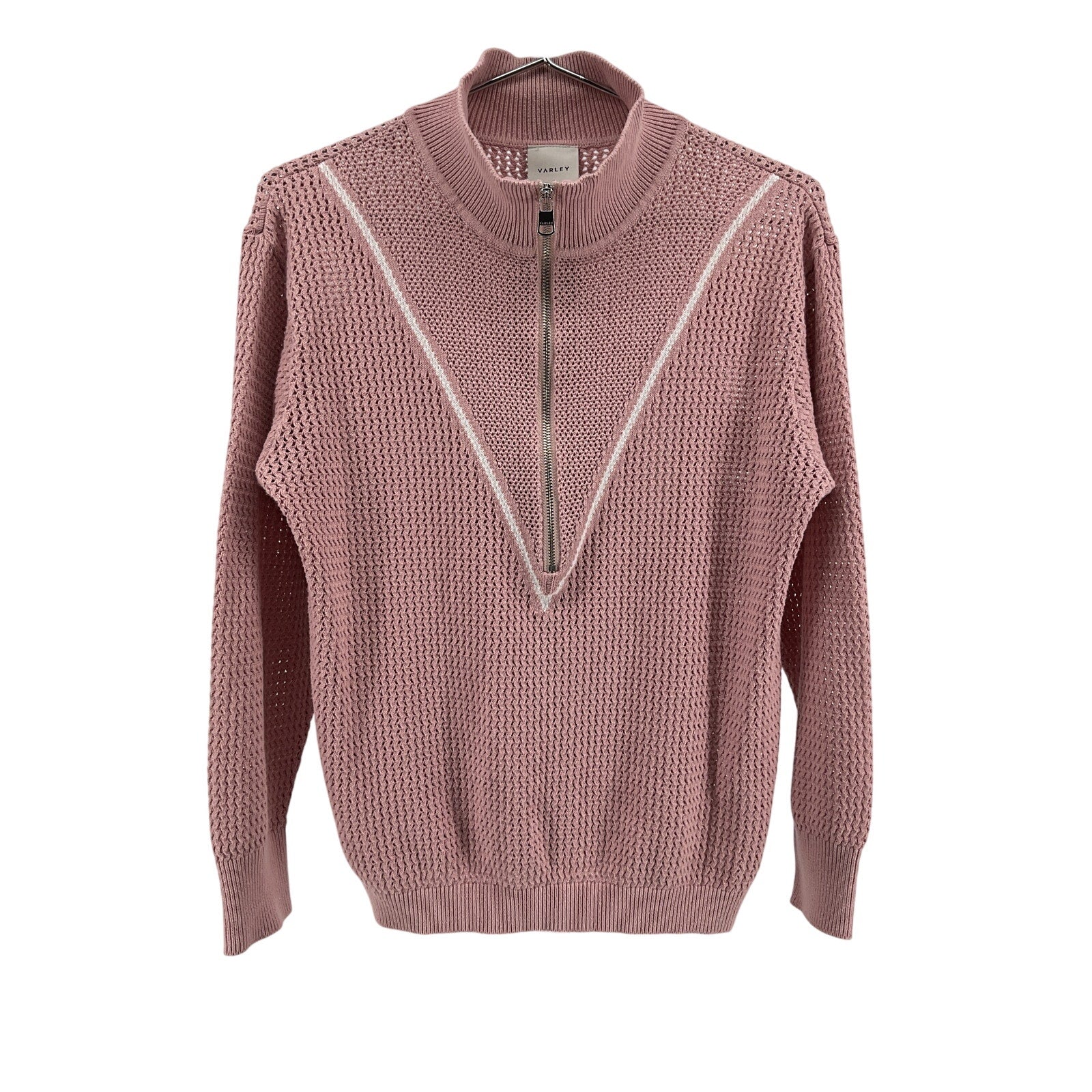 Varley 'Calva' Pink Cotton Knit Half Zip Sweater Size S