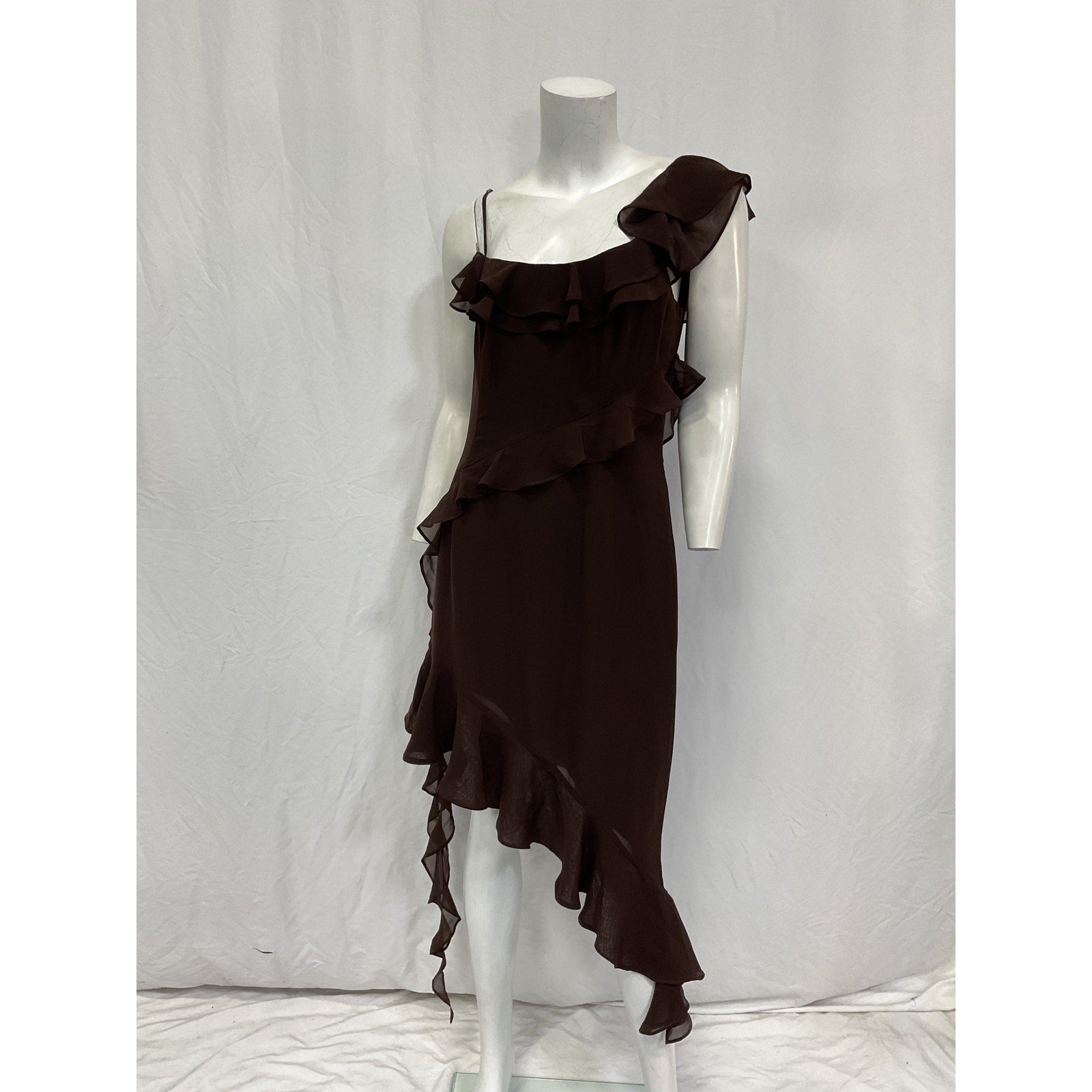 Lpa 'Jess' Brown Polyester Flounce Mini Dress Size M