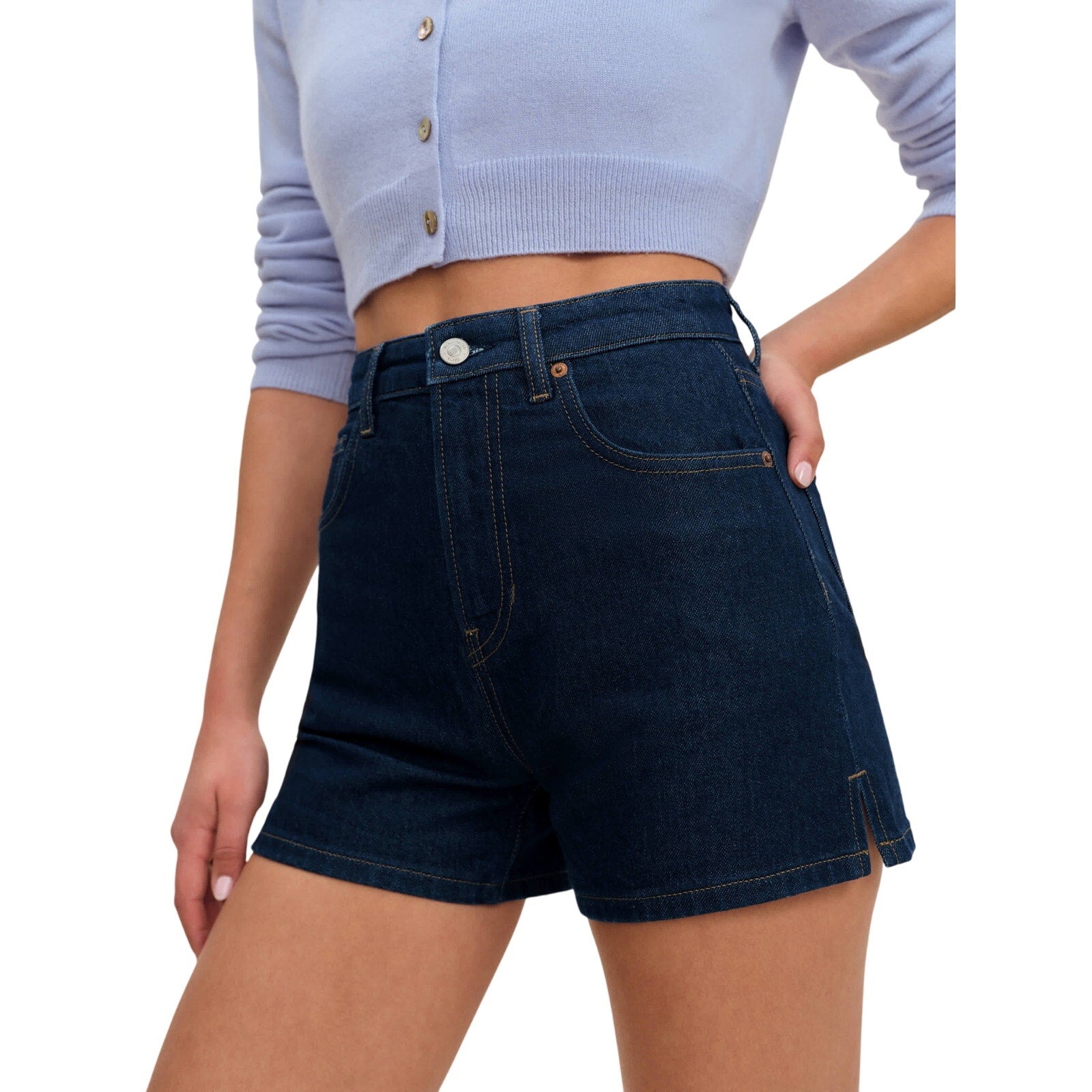 Reformation 'Norah' Blue Cotton Stretch High Rise 3.5� Denim Jean Shorts Size 27