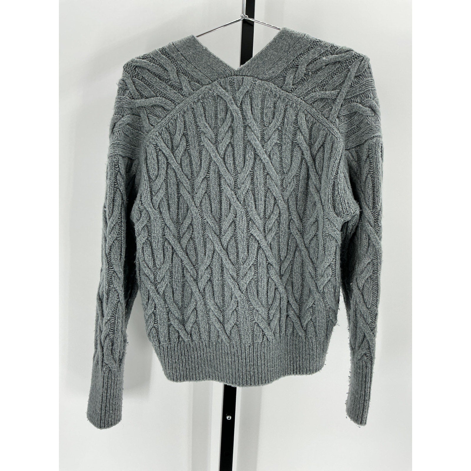 Vince Interlocking Grey Cable Cardigan Size XS