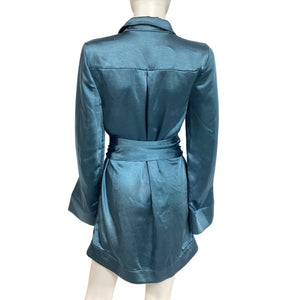 Camila Coelho Satin Blue Priscilla Mini Dress Size XS NWT