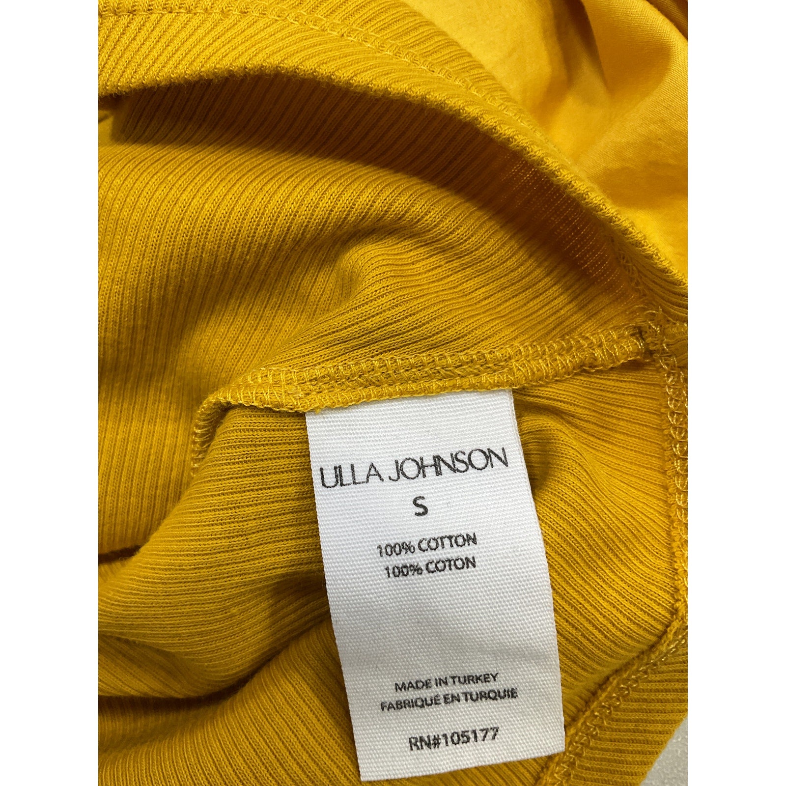 Ulla Johnson 'Janette' Yellow Cotton Jersey And Poplin Top Size S