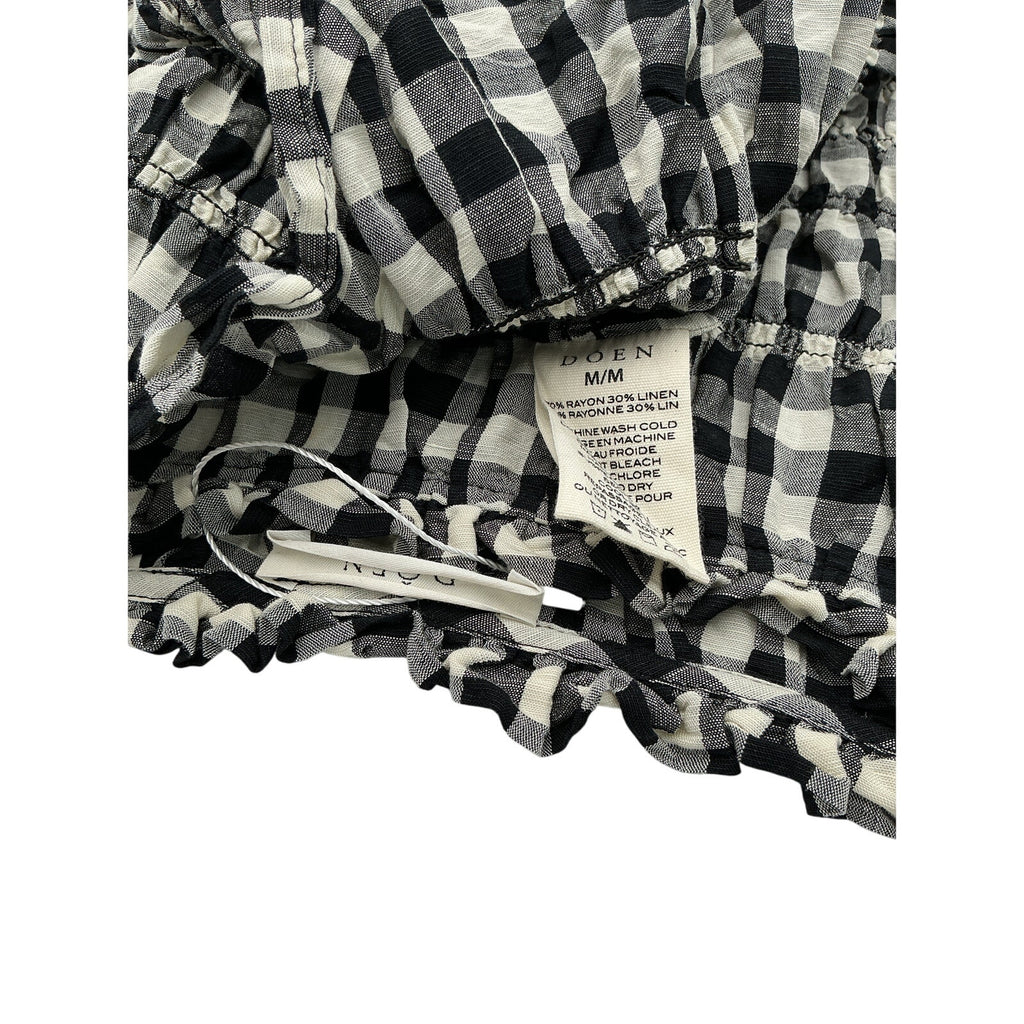 D�en 'Rizzo' Black Shirred Gingham Voile Mini Dress Size M