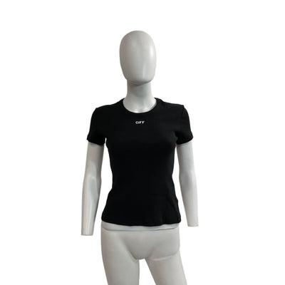 Off-White Ribbed Black And White Off Logo T-Shirt Size 40 IT / US 4