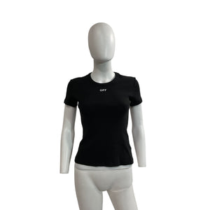 Off-White Ribbed Black And White Off Logo T-Shirt Size 40 IT / US 4