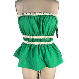 Molly Goddard Ruched Green Esme Top Size 8 UK / US 4 NWT