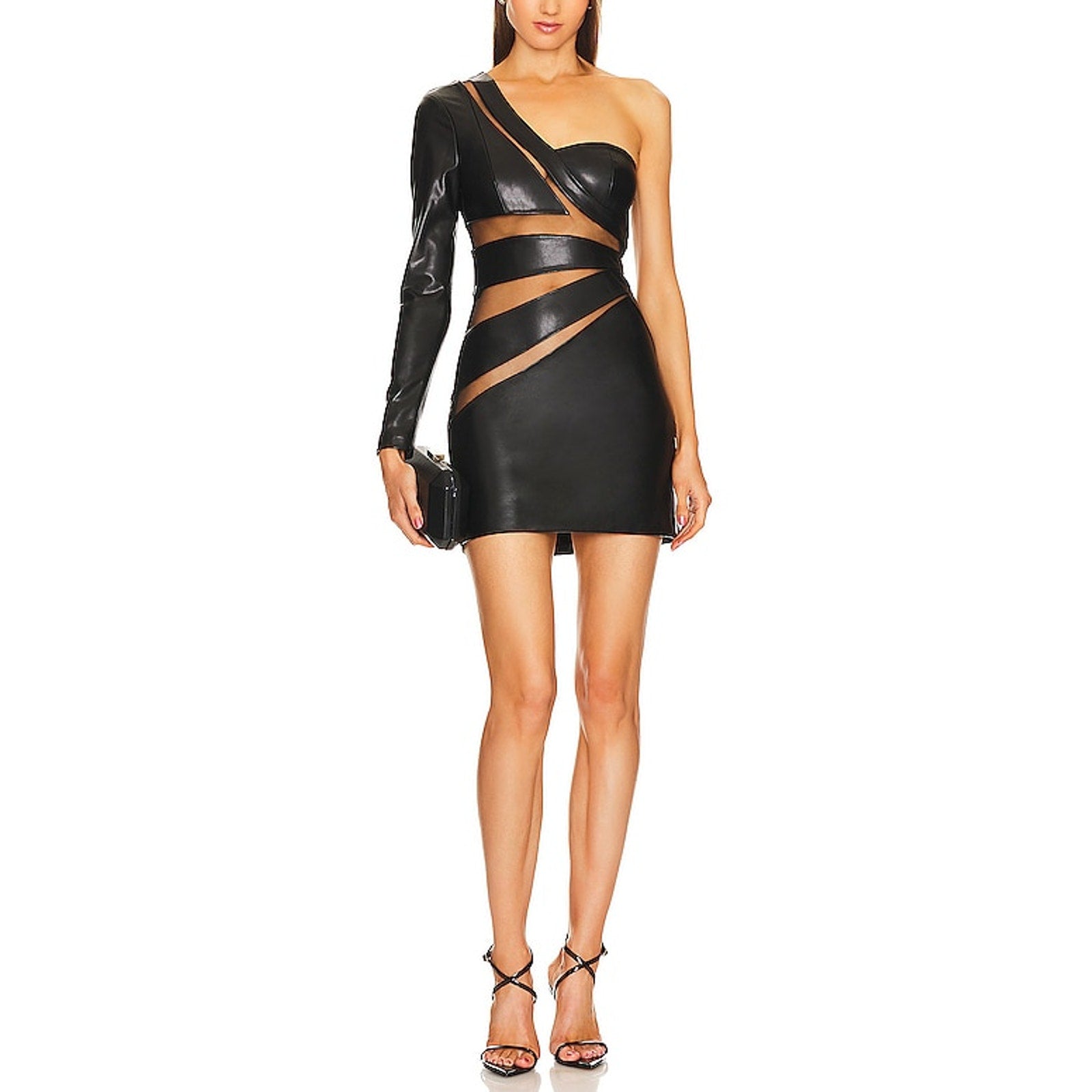Michael Costello x Revolve 'Wade' Black Polyurethane Mini Dress  Size M