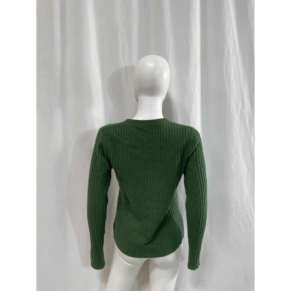 Autumn Green Cashmere Rib Crew Neck Top Size M