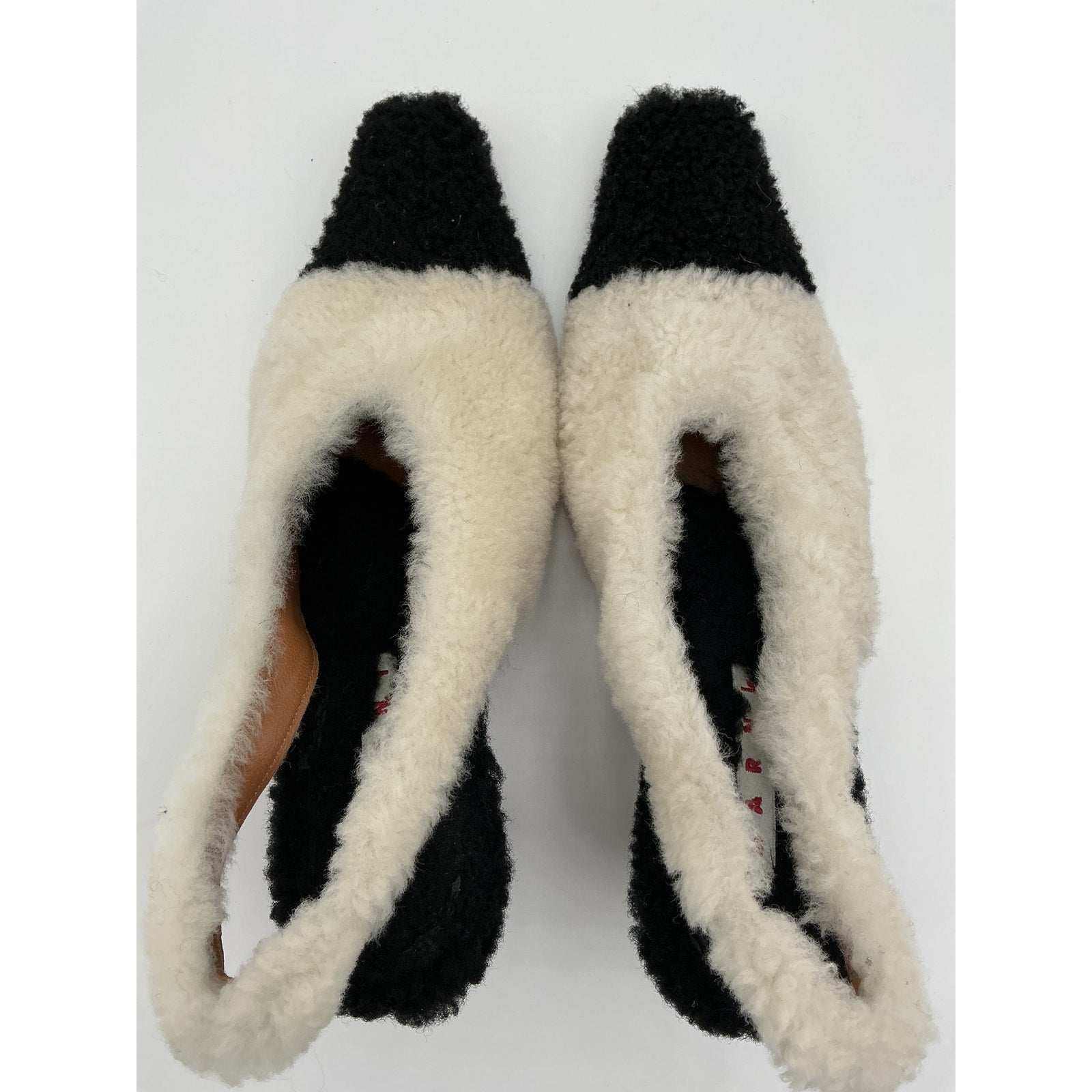 Marni 'Shearling' White Leather Slingback Pumps Size 9