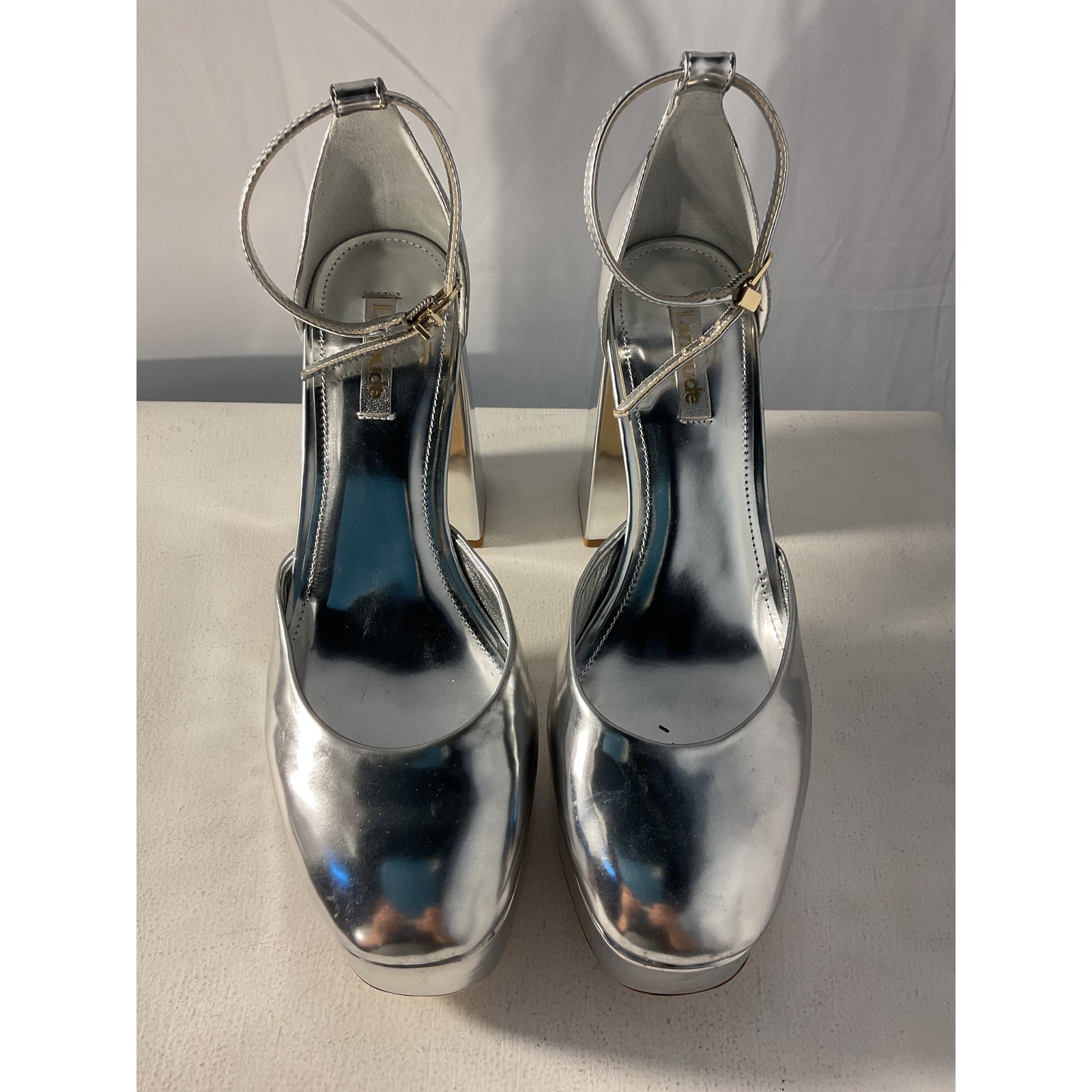 Larroude 'Ari' Silver Leather Pump Size 9