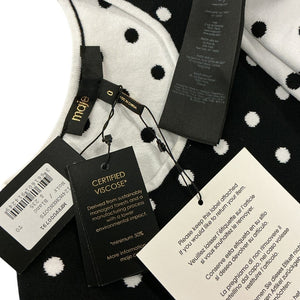 Maje Polka Dot Black White Cropped Crewneck Top Size FR 0 NWT