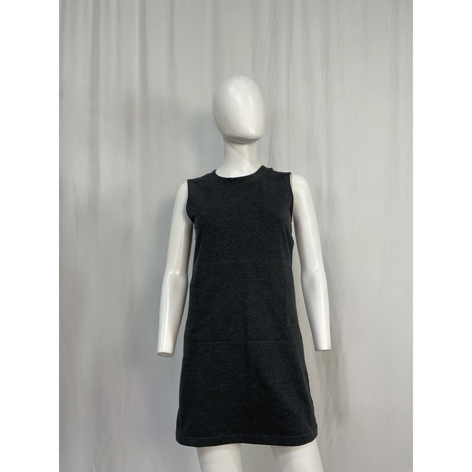 Norma Kamali Sleeveless Grey Cotton Tailored Terry Mini Dress Size S