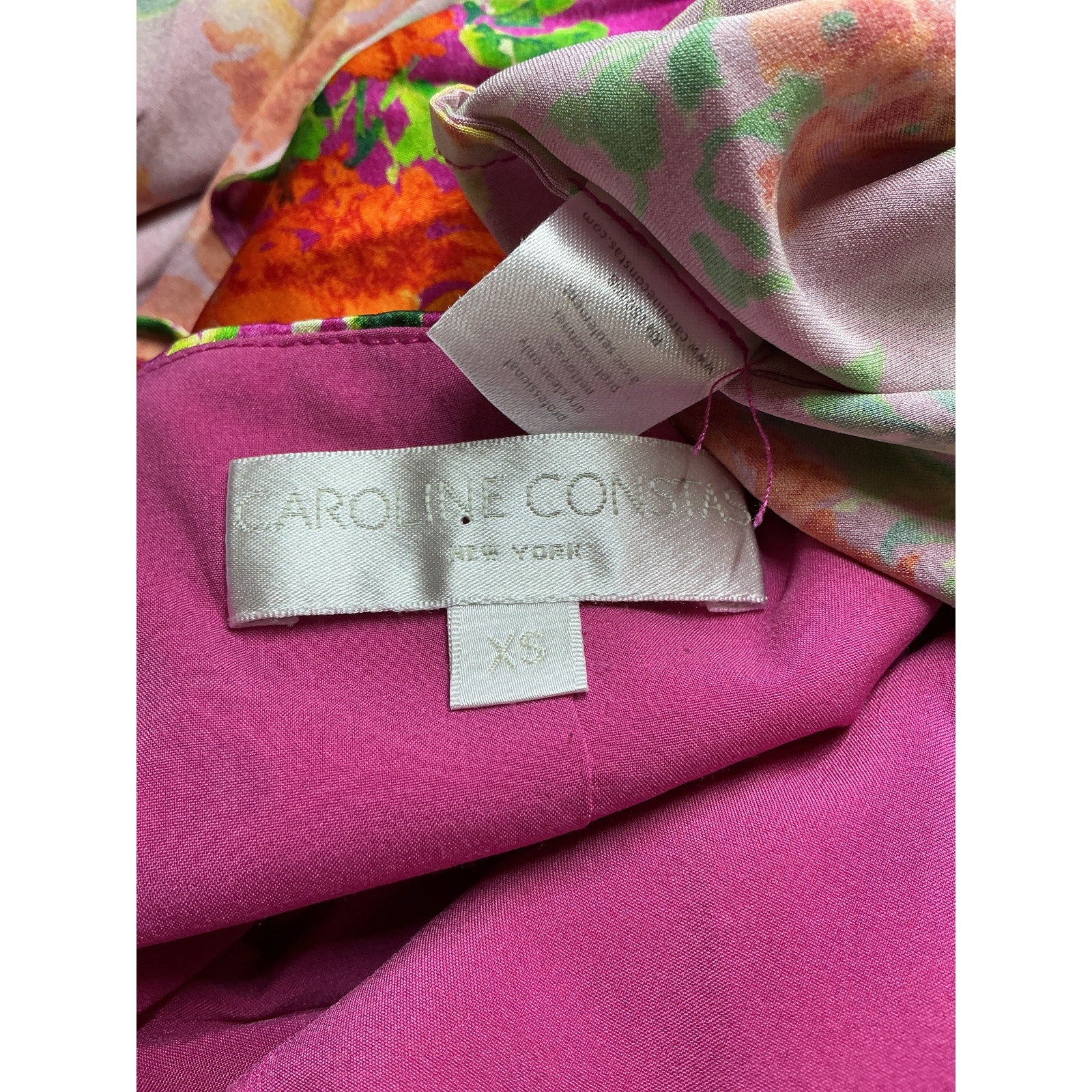 Caroline Constas 'Holland' Pink Silk Floral Silk Blend Maxi Dress Size XS