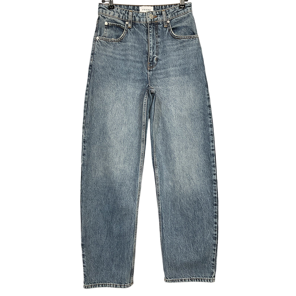 Frame Long Barrel Blue Cotton Leg Jeans Size 24
