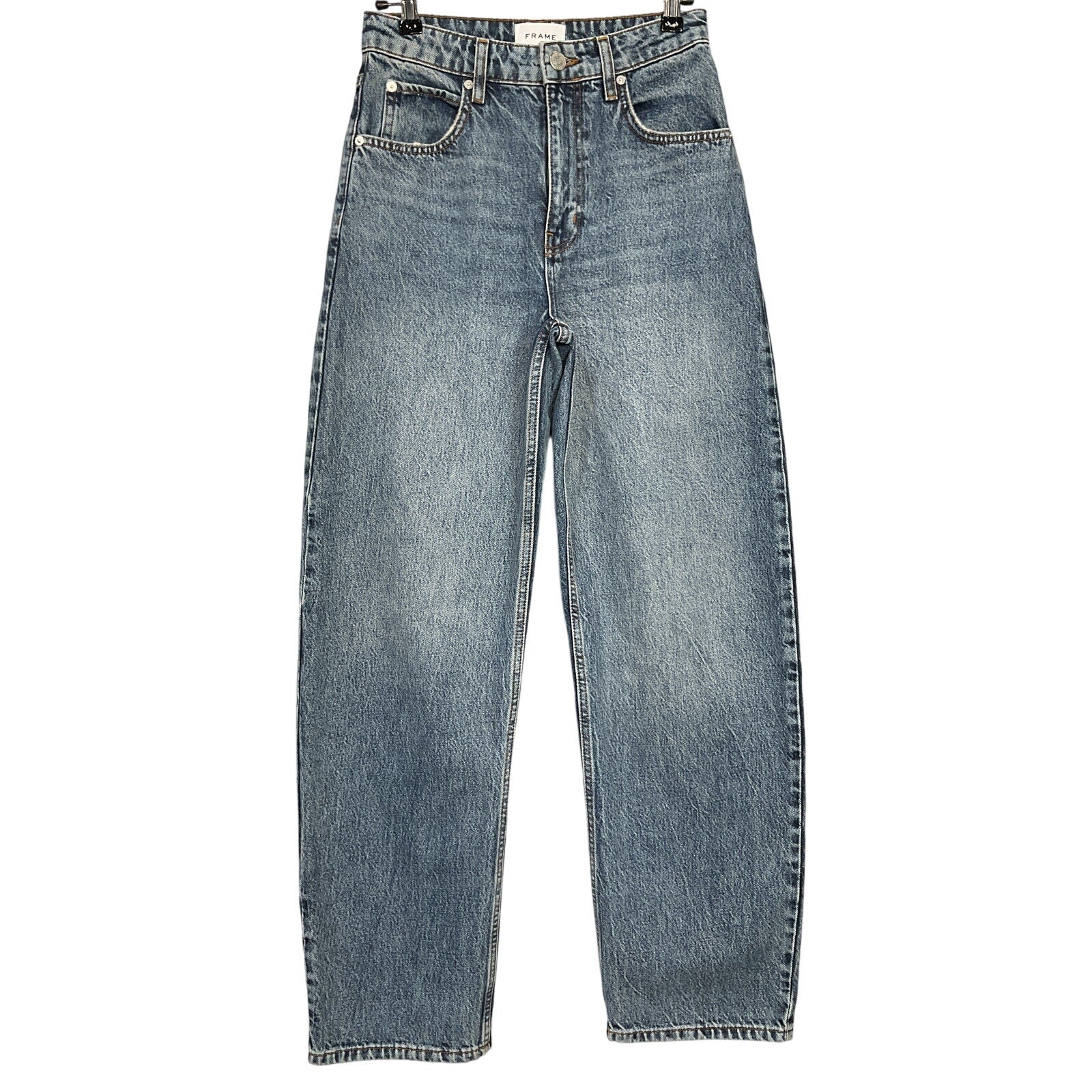 Frame Long Barrel Blue Cotton Leg Jeans Size 24