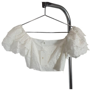 Caroline Constas Ruffled White Estelle Top Size M NWT