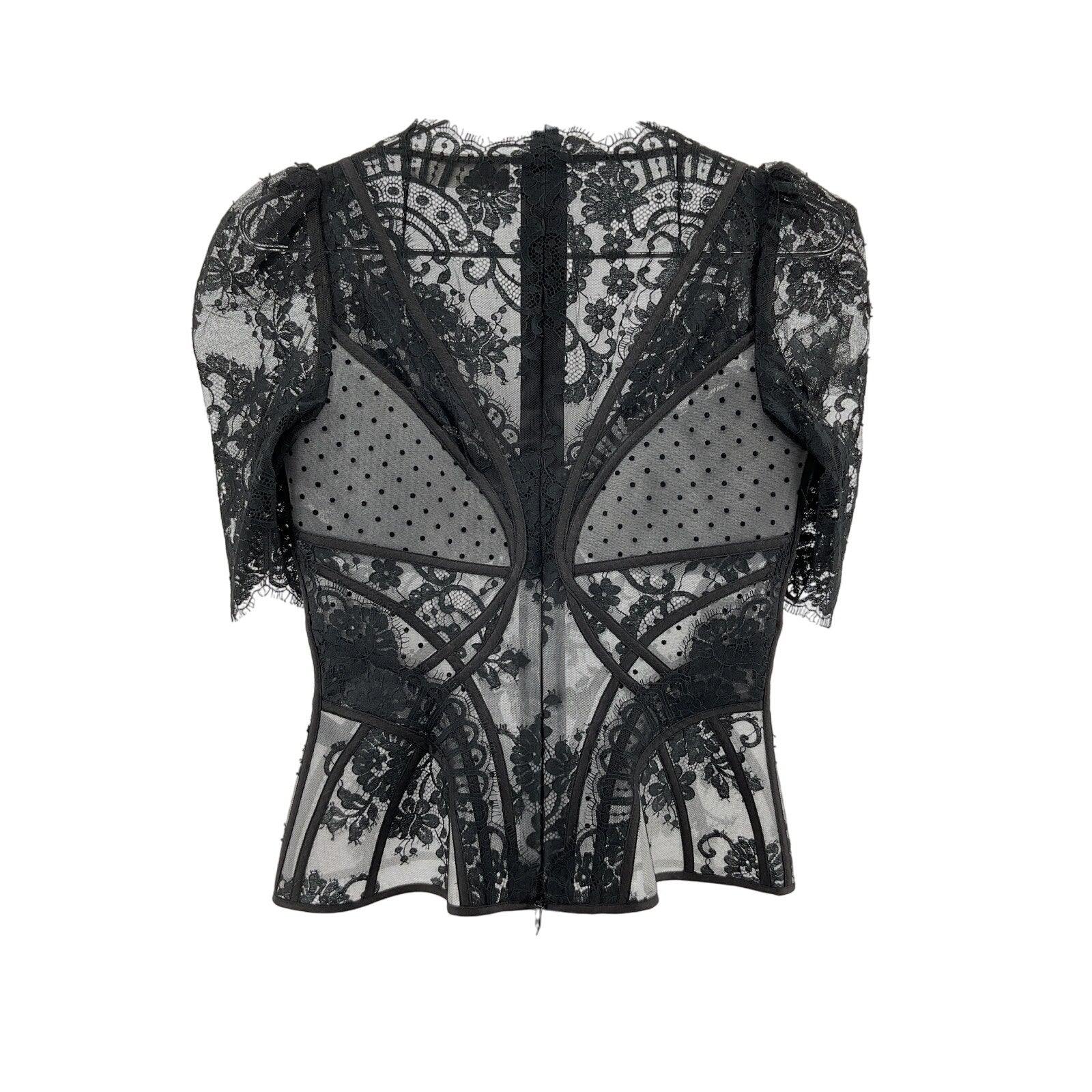 Zimmermann Dancer Black Cotton Paneled Organza, Tulle And Lace Blouse Size 1