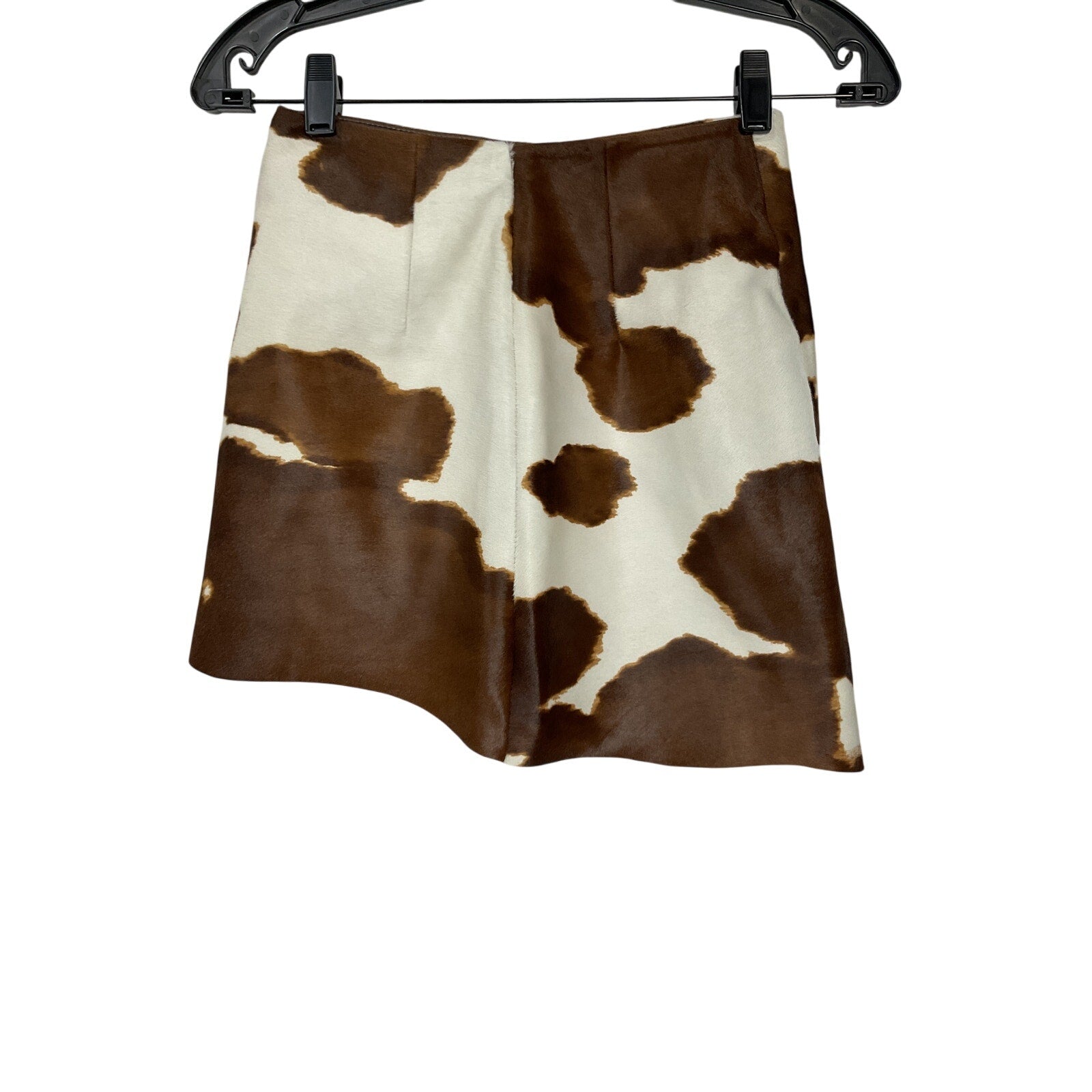 Helmut Lang Brown Calf Hair Cowhide Mini Skirt Size 00
