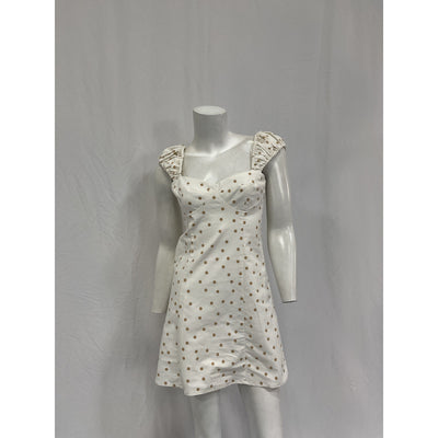 Lpa Polka Dot White Linen Fit & Flare Size S