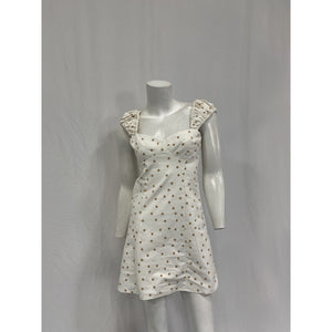 Lpa Polka Dot White Linen Fit & Flare Size S