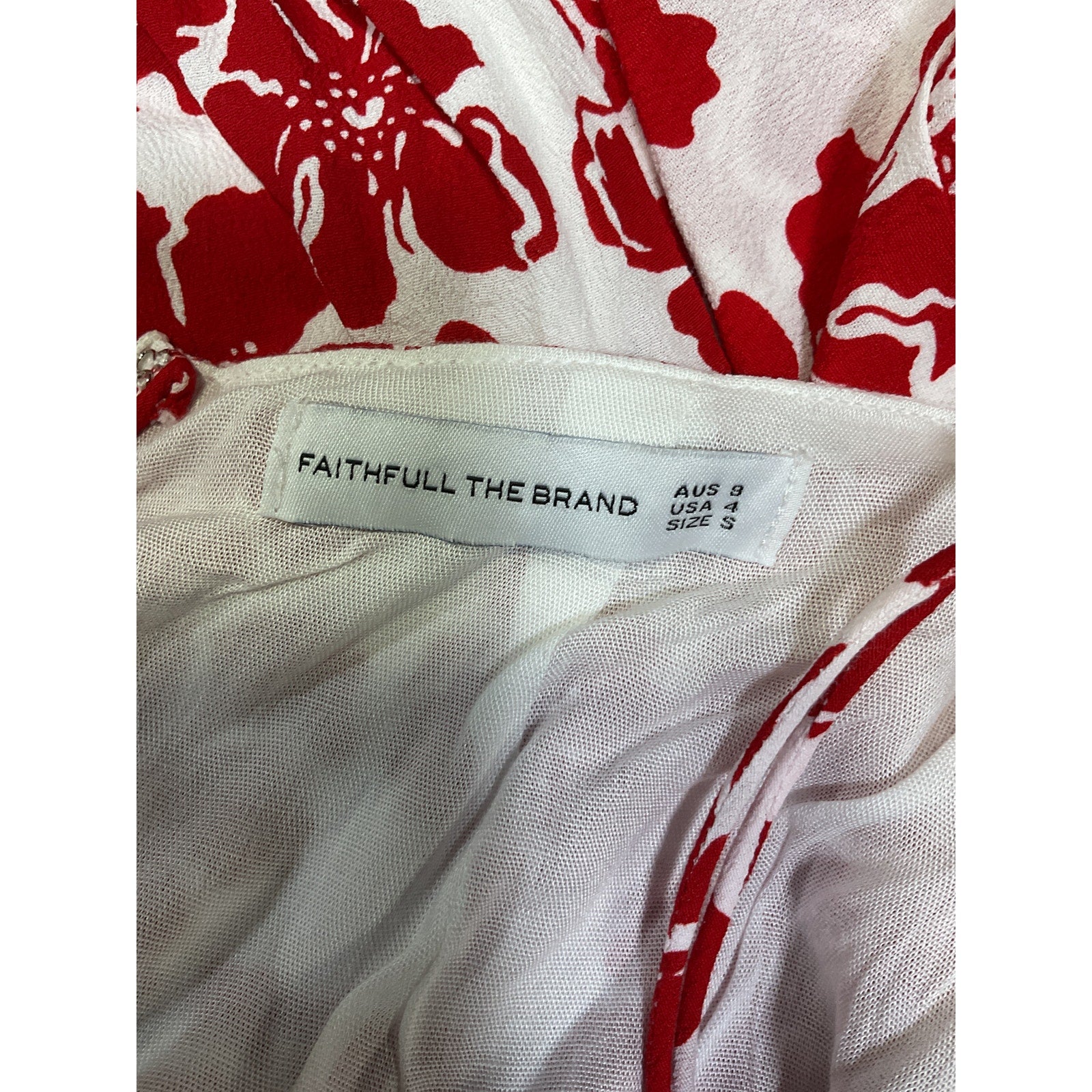 Faithfull The Brand 'Gaia' Red Poplin Halterneck Back Tie Mini Dress Size S