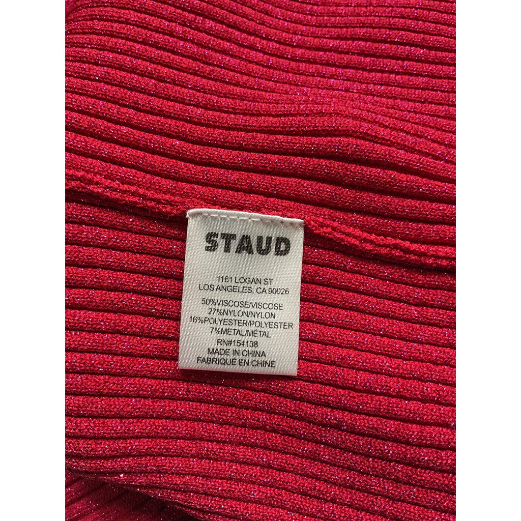 Staud Pink 'Shoko' Lurex V Neck  Long Sleeve Sweater Size S - NWT