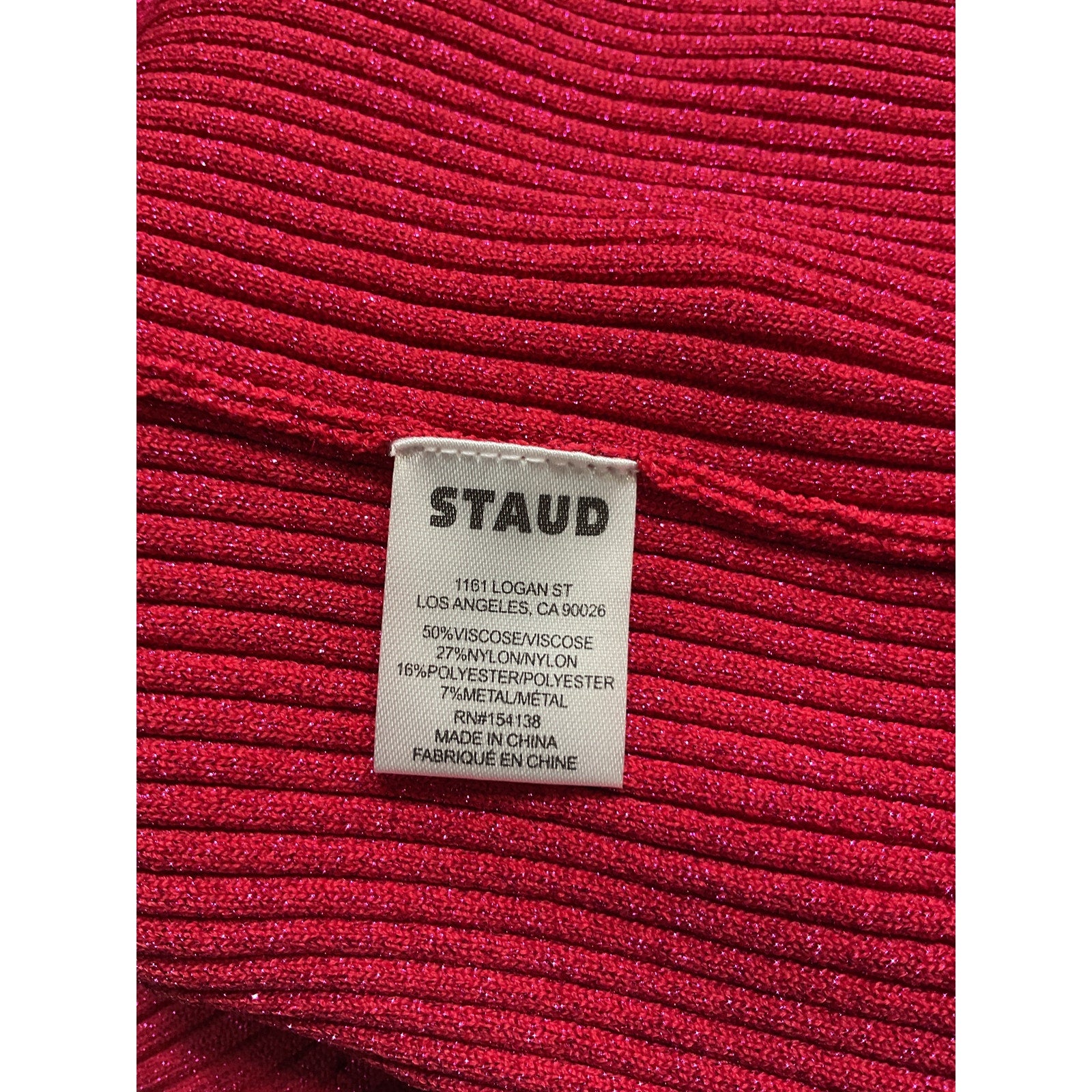 Staud Pink 'Shoko' Lurex V Neck  Long Sleeve Sweater Size S - NWT